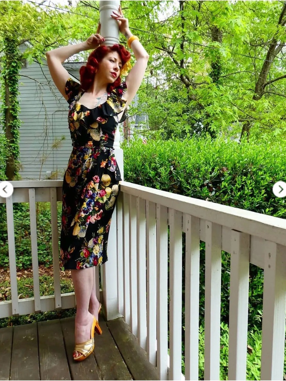 Martini floral Hollywood sarong black strappy